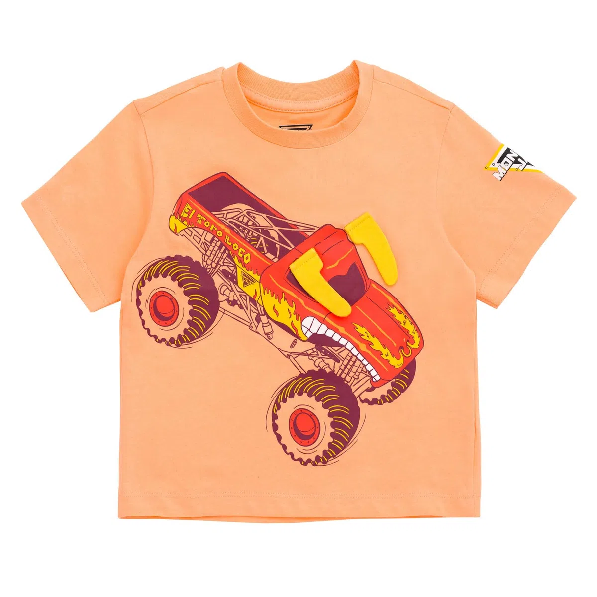 Monster Jam - Camiseta de manga corta para niños (3D, 3D) | 100% algodón, cuello redondo acanalado, jersey de punto suave, lavable a máquina