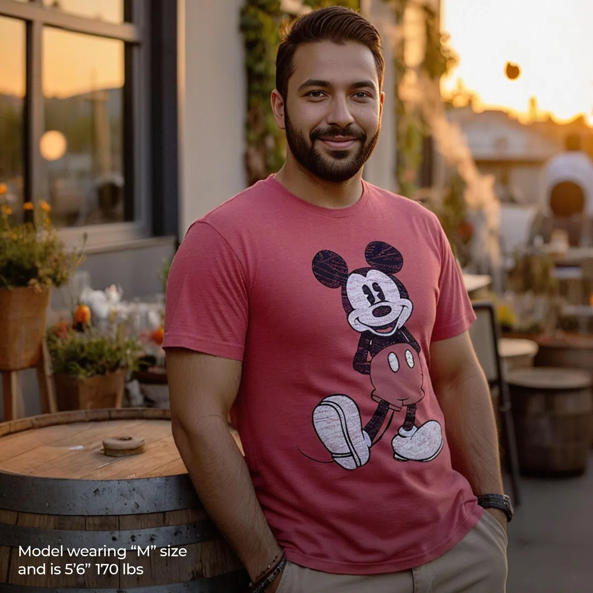 Disney Full Size Mickey Mouse Distressed Look T-Shirt Camiseta Hombre (Pack de 1)