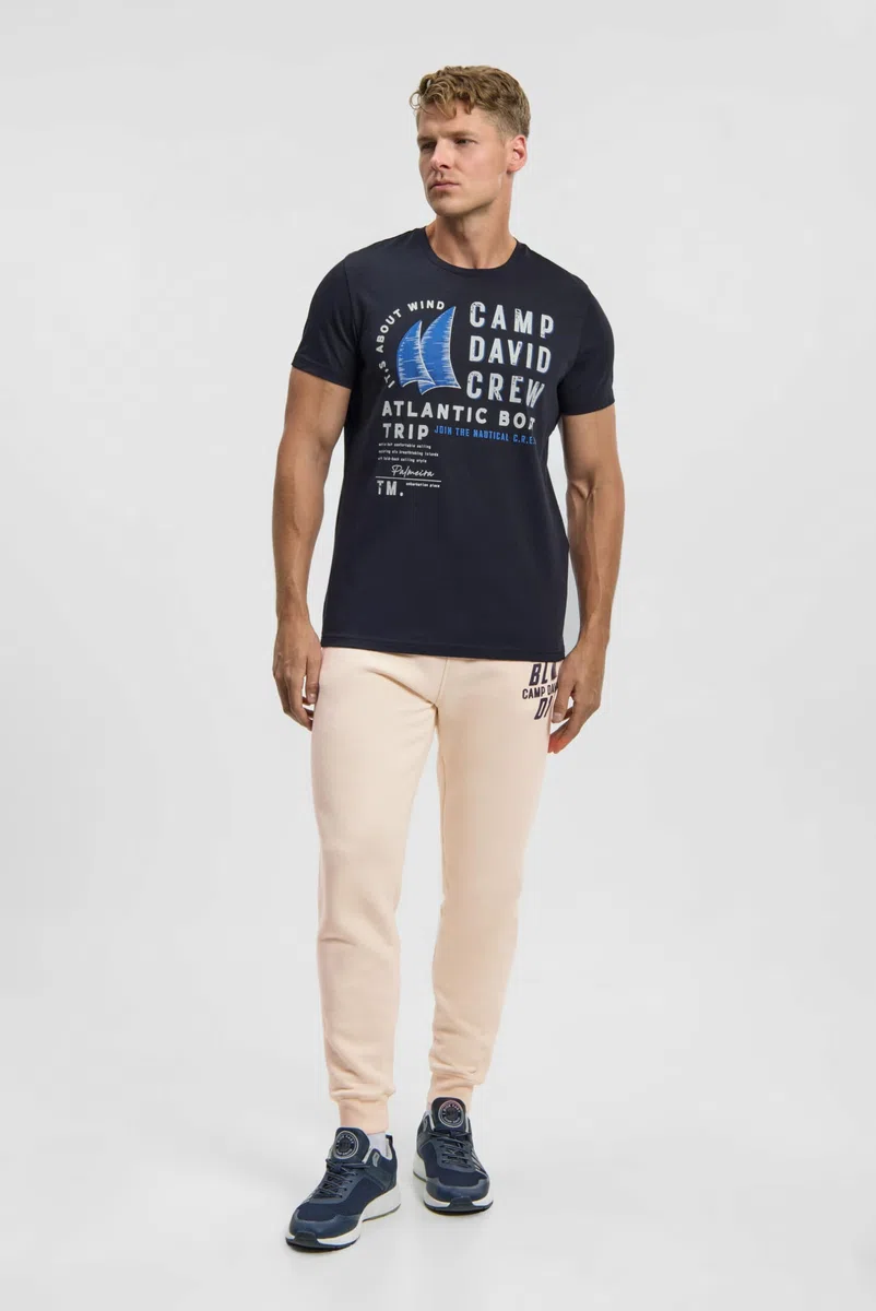 Camp David Camiseta para hombre con estampado de etiqueta