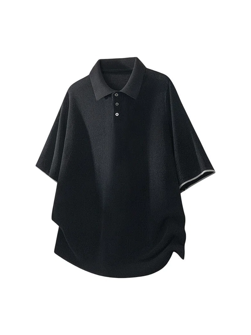 Polo de manga corta de nailon para hombre, ajuste holgado, para oficina, viajes, uso diario