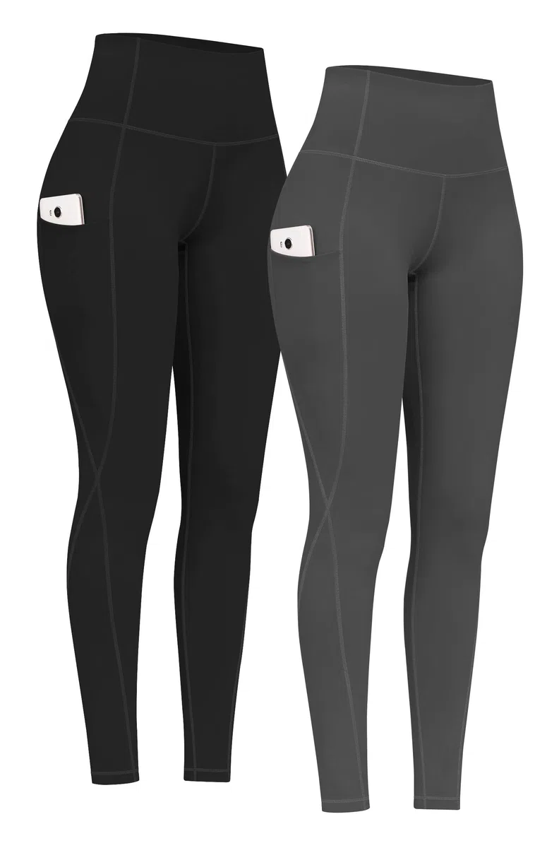 PHISOCKAT Pantalones de yoga de cintura alta para mujer con bolsillos, leggings para mujer, control de abdomen, leggings de entrenamiento