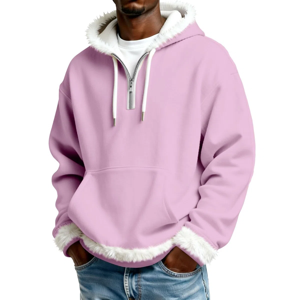 Ropa De Verano Hombre Sudadera con Capucha Y Media Cremallera Color Liso para Otoño E Invierno. Chaqueta Informal Bolsillos. Camisa Roja (Purple, XXL) Camisetas Sin Manga Camiseta