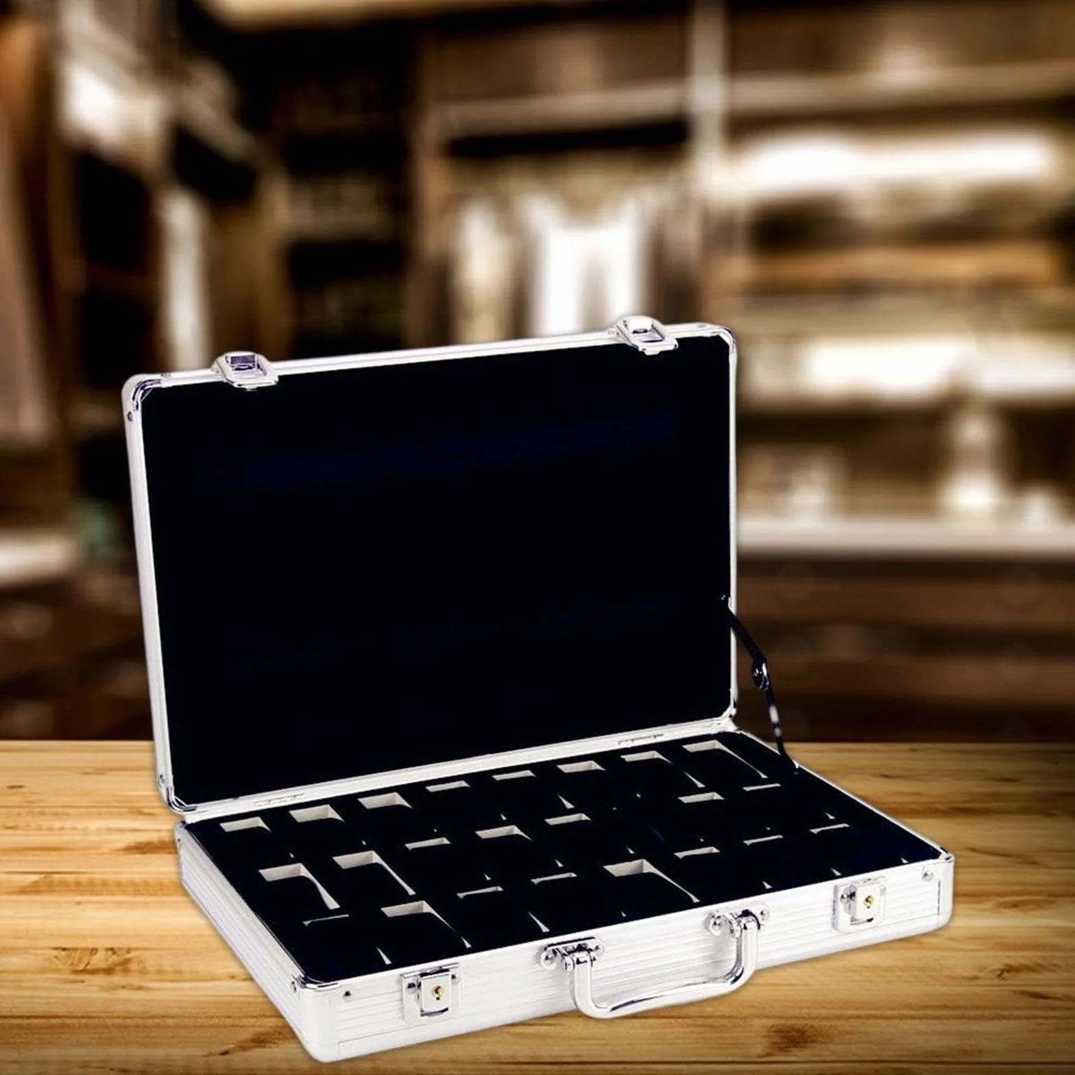Maletín para Relojes Caja Organizador de Aluminio con Compartimentos Acolchados Portátil Y Resistente Al Agua Adecuado para Viajes Coleccionistas