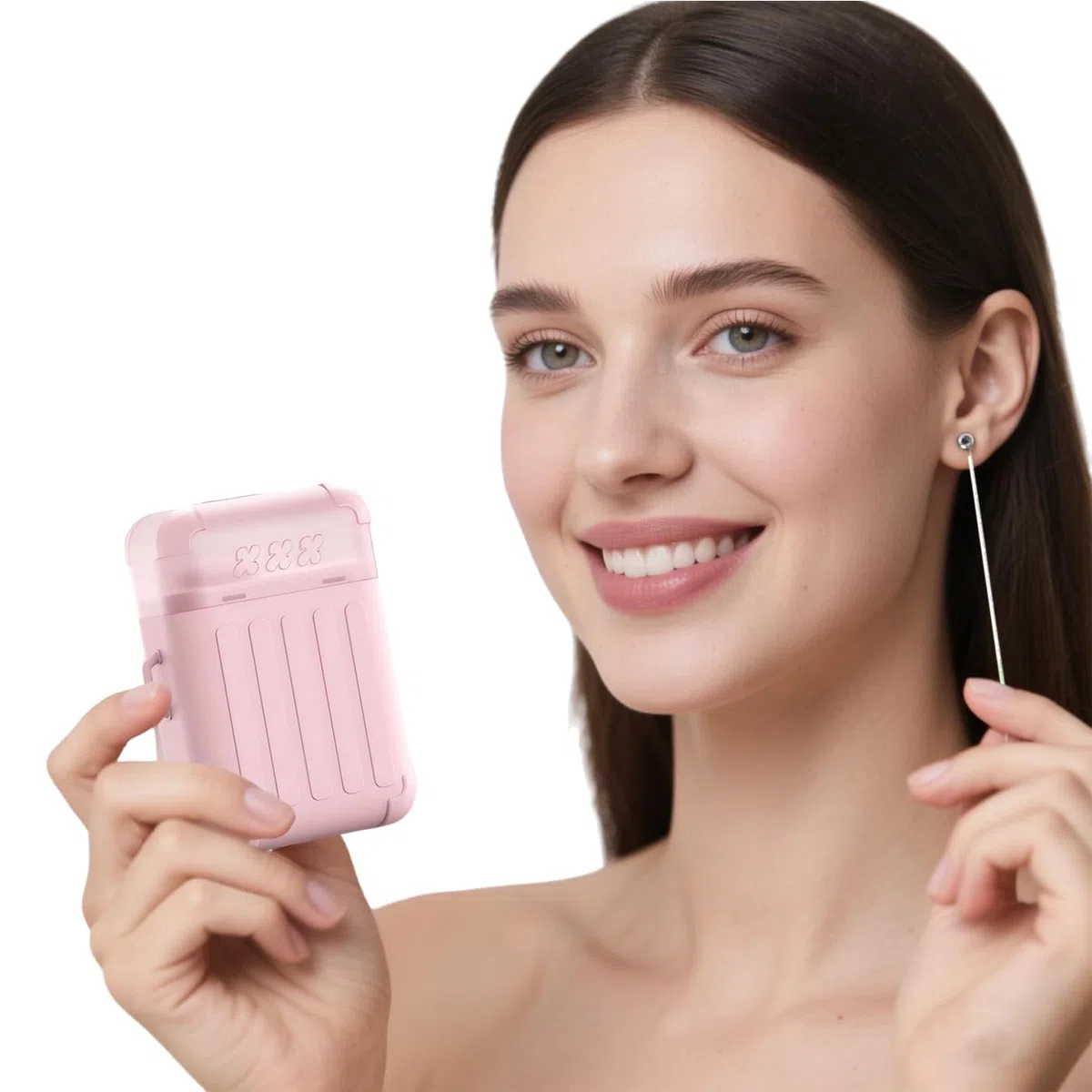 Limpiador de perforaciones, limpiador de agujeros de oreja, kit de limpieza de piercings con 240 piezas desechables de hilo dental de limpieza y solución de limpieza de 15 ml para mujeres y hombres