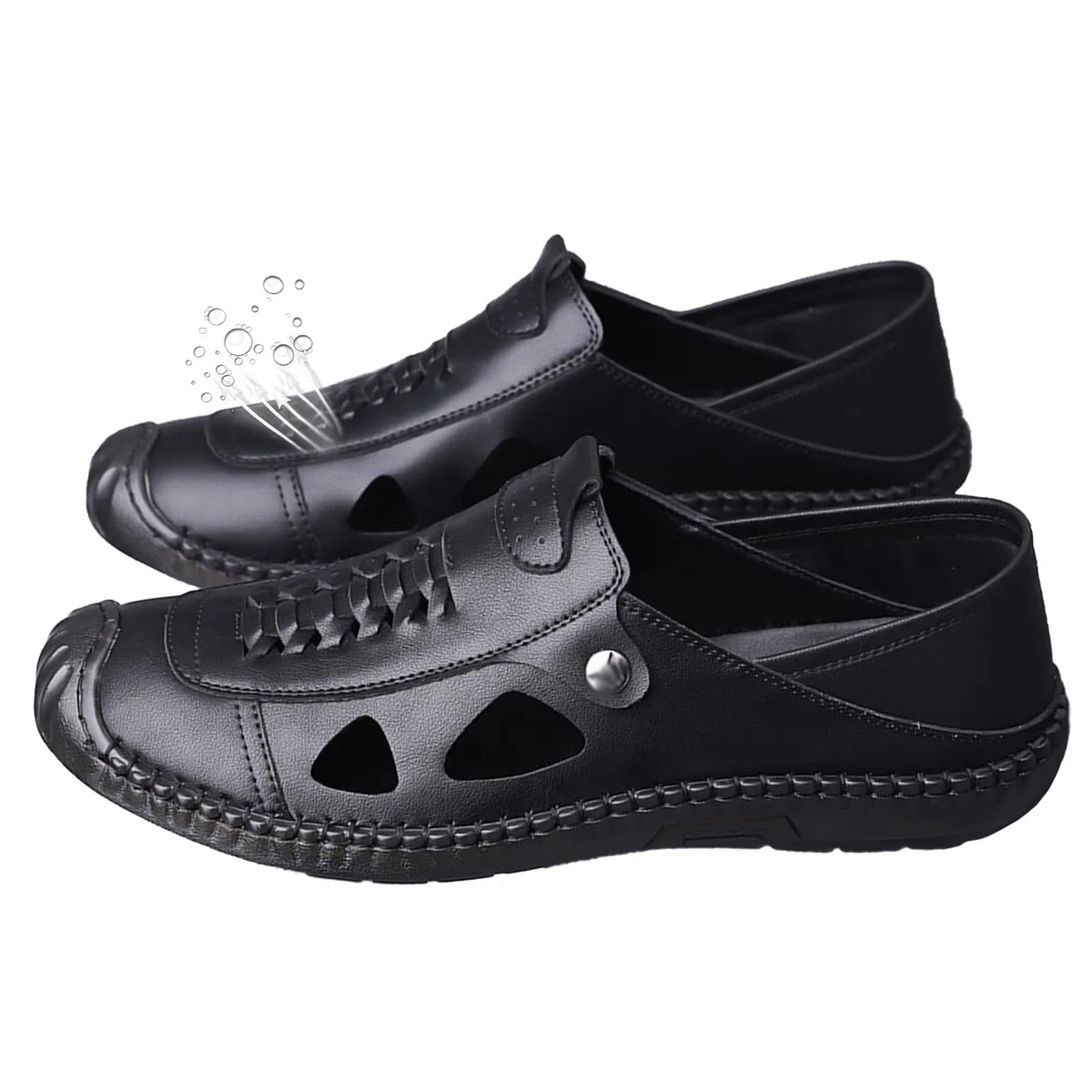 Sandalias Deportivas para Hombres Verano Cuero Transpirable Ligero Antideslizante Sandalias de Senderismo Trekking Al Aire Libre Playa Zapatos de Montaña