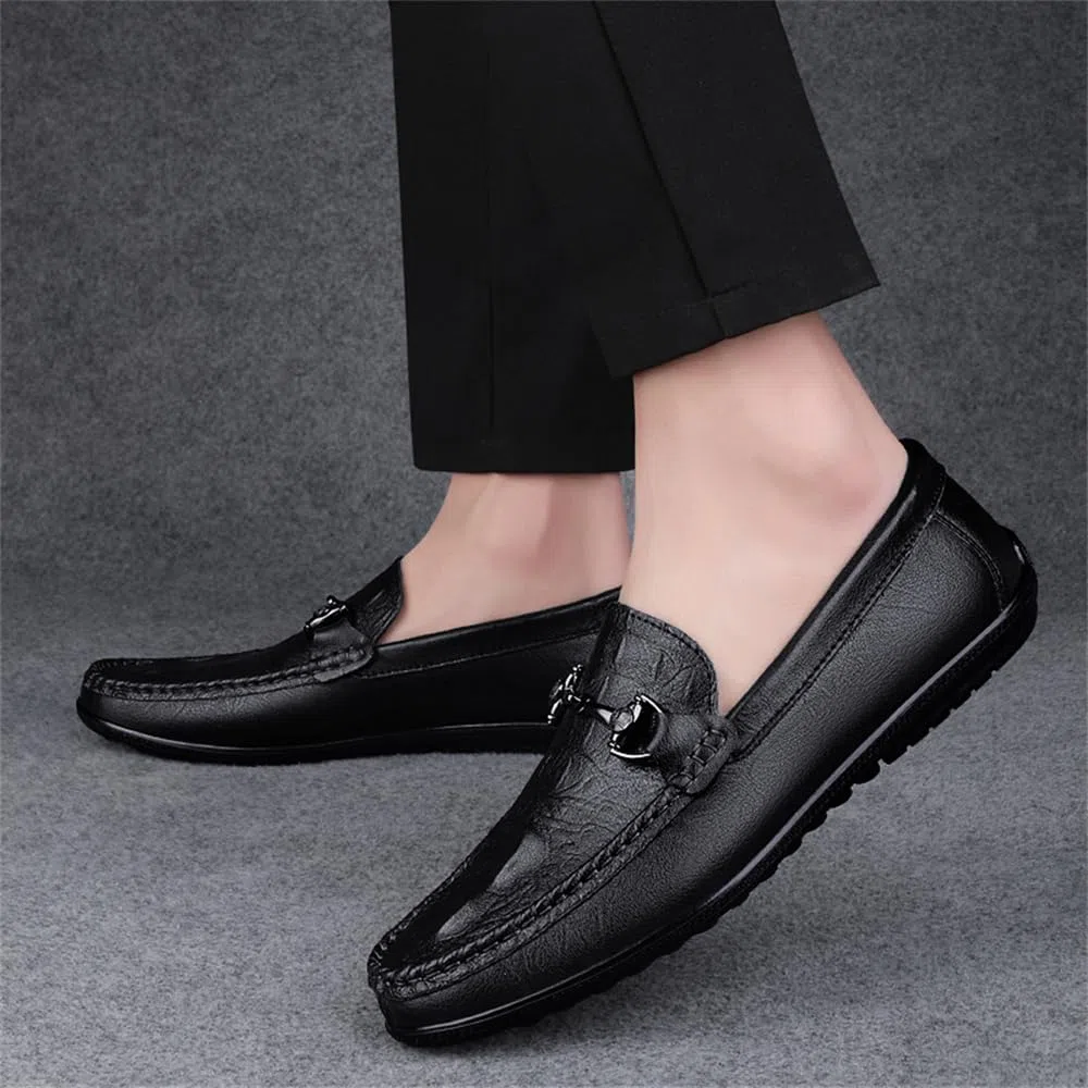 Mocasines de vestir de piel auténtica para hombre, mocasines casuales de moda para uso diario, Black, 41 1/3 EU