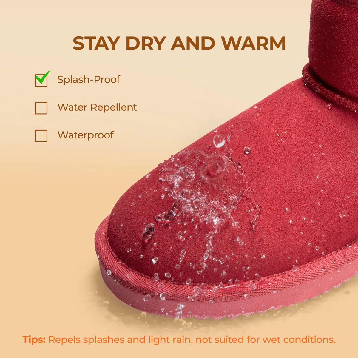 DREAM PAIRS Botas de nieve de invierno para mujer, de piel de ante auténtico, clásicas, cálidas, antideslizantes, cómodas, para exteriores e interiores, Rojo -, 37 EU