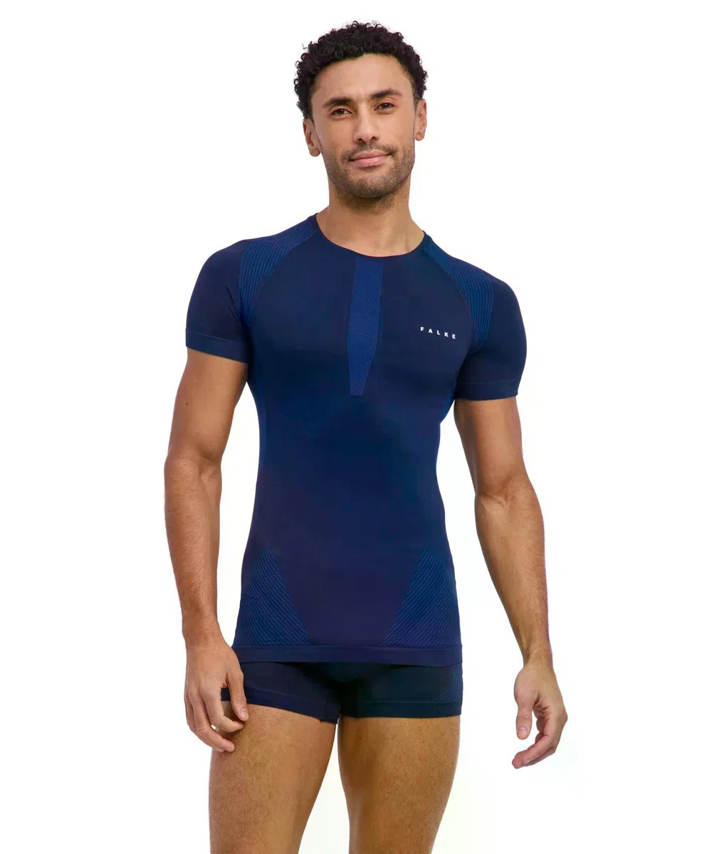 FALKE Hombre Warm Round Neck Camiseta técnica Deportiva Manga Corta Ropa térmica para climas templados a fríos Secado rápido Transpirable sostenible Hilo Funcional 1 Pieza
