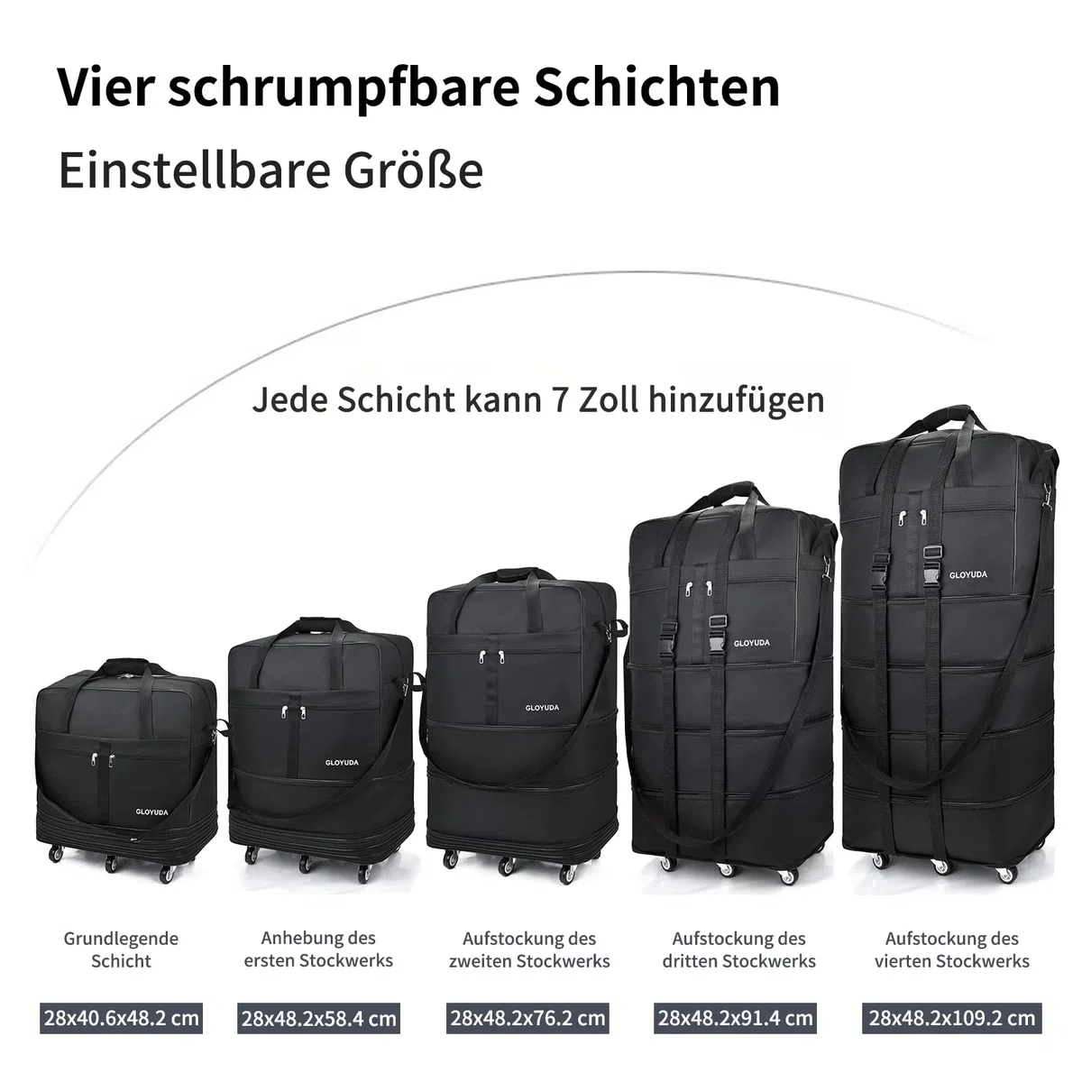 Bolsa de viaje plegable con ruedas, 108,5 cm, bolsa de viaje grande, bolsas de viaje de 125 l, plegable, bolsa de ropa, bolsa de equipaje de mano plegable con una funda para el hombro, bolsa