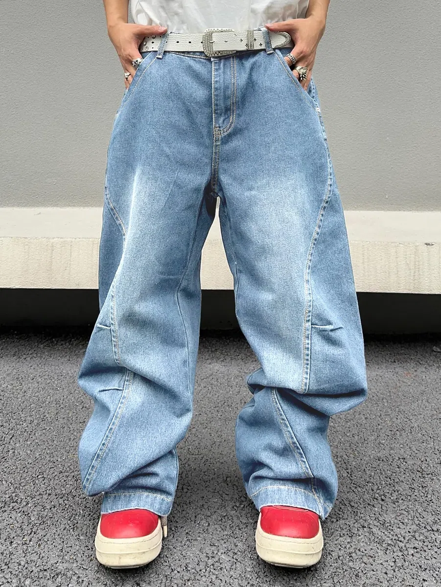 Jeans Baggy para Hombre con Costuras Irregulares – Pantalones de Denim de Pierna Ancha Y2K Hip Hop Moda Casual