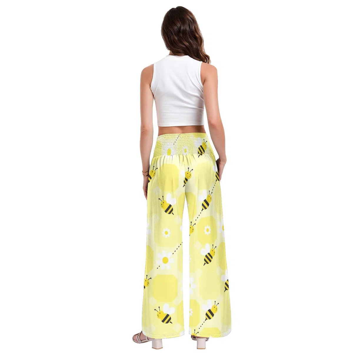 FRODOTGV Bee Stripe - Pantalones palazzos con bolsillo lateral profundo para mujer