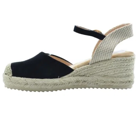 Benavente – Cuñas Mujer Esparto Abril Rojo | Alpargatas Cuña Mujer Media 4 Cuerdas Con Hebilla Al Tobillo | Plantilla Memory Foam Y Gel | Punta Cerrada Y Talón Destalonado