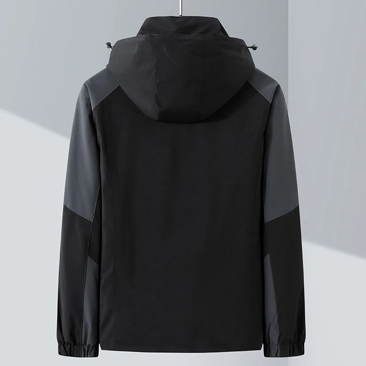 Chaqueta de lluvia para hombre, impermeable, cortavientos, compacta, plegable, ligera, chaqueta de ocio, cortavientos resistente, ideal para ciclismo y senderismo, Negro , L