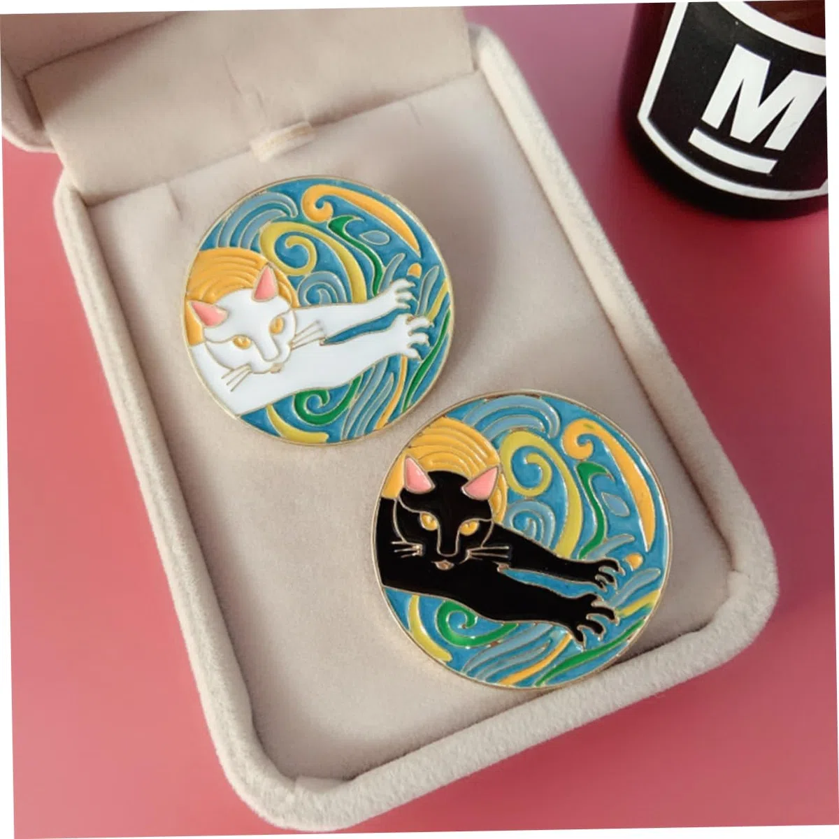 Broches exquisitos de aleación esmaltada con diseño de Gato de Dibujos Animados Vintage para Mujer.