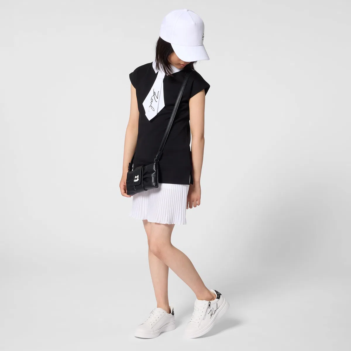 Karl Lagerfeld Vestido para niña, Negro, 14 años