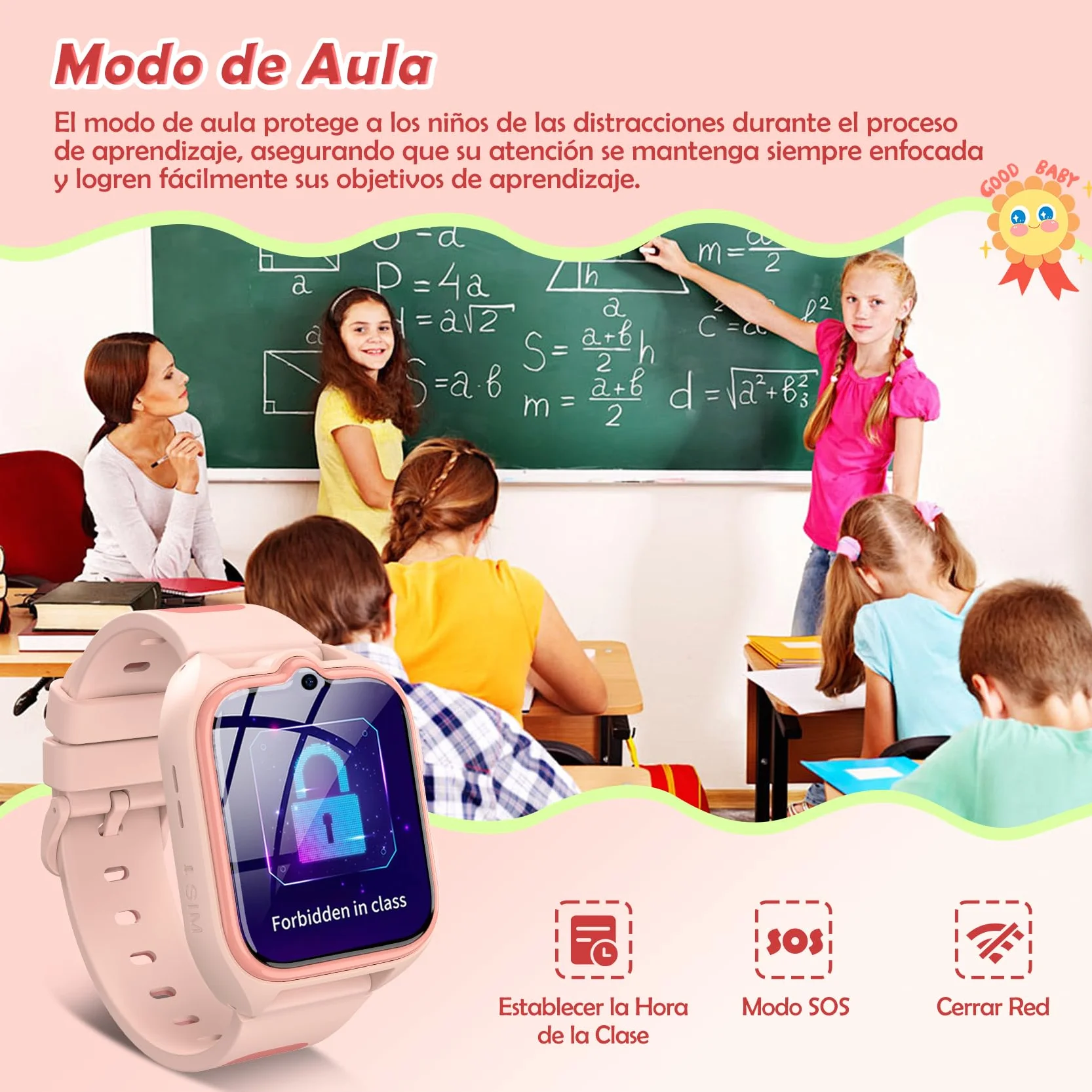Reloj Inteligente Niño, 4G Smartwatch con Videollamadas, Chat de Voz, 1.75” Smartwatch Niño con GPS Posición, Despertador, Podómetro, Calculadora, Batería Grande de 800 mAh