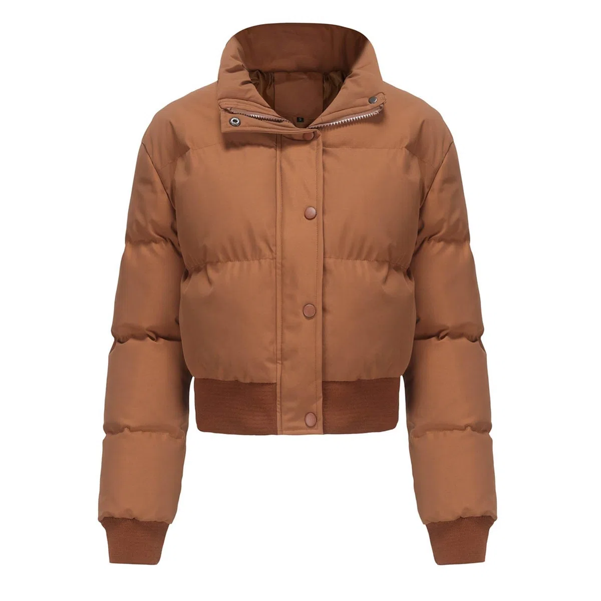 Abrigo Corto de Invierno con Cuello para Mujer Chaqueta Acolchada Informal Holgada de Manga Larga Clima Frío