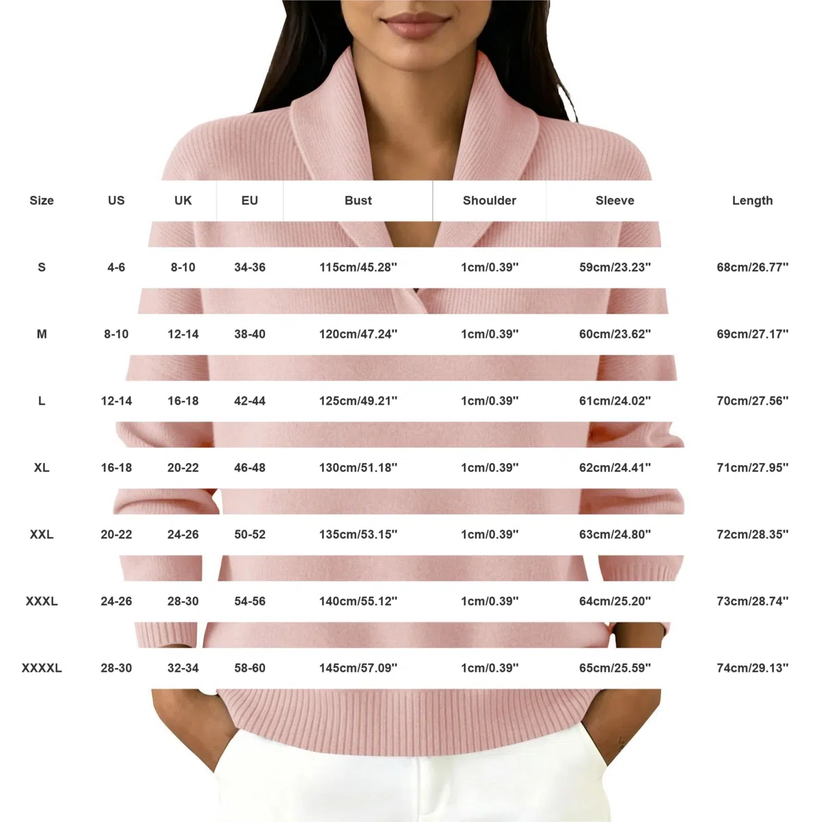 Generico Camiseta de mujer de punto con cuello en V y manga larga | Sweatshirt - Camiseta de color liso Slim Fit Slim Fit - Suave y cómoda - Ideal para el trabajo, compras, pasear por casa