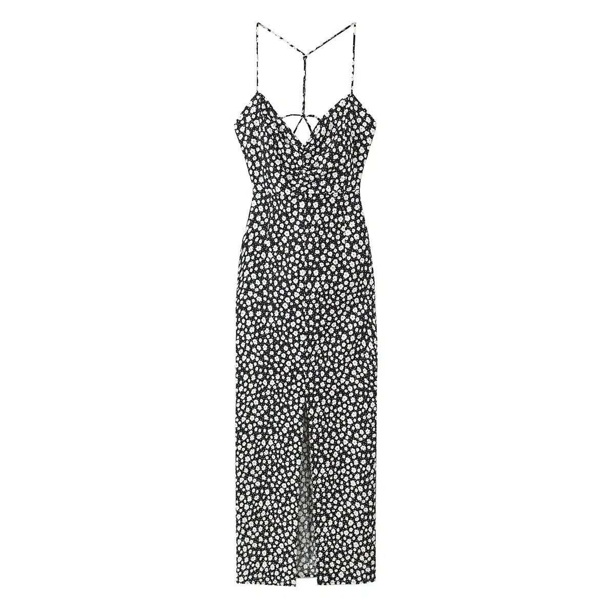Vestido de playa bohemio con estampado floral para mujer, cuello en V, sin mangas, espalda descubierta, vestido largo midi para mujer, Y2k