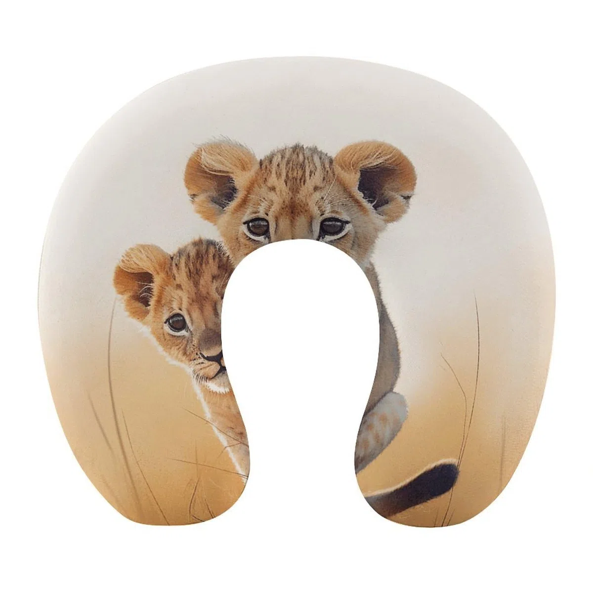 Almohada pequeña en forma de U de león, núcleo de almohada de espuma viscoelástica, cojín, proporciona apoyo para el cuello, almohada de viaje, adecuada para aviones, coches, hogares y