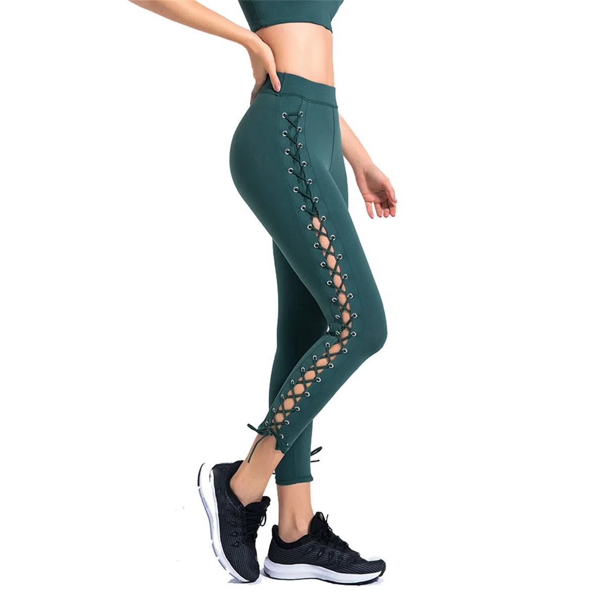 Leggins Mujer Fitness Mallas Deportivo Pilates, Leggings transpirables de hueco sexy de las mujeres Pantalones de yoga delgado flexible delgado Pantalones de entrenamiento de control de la cordillera