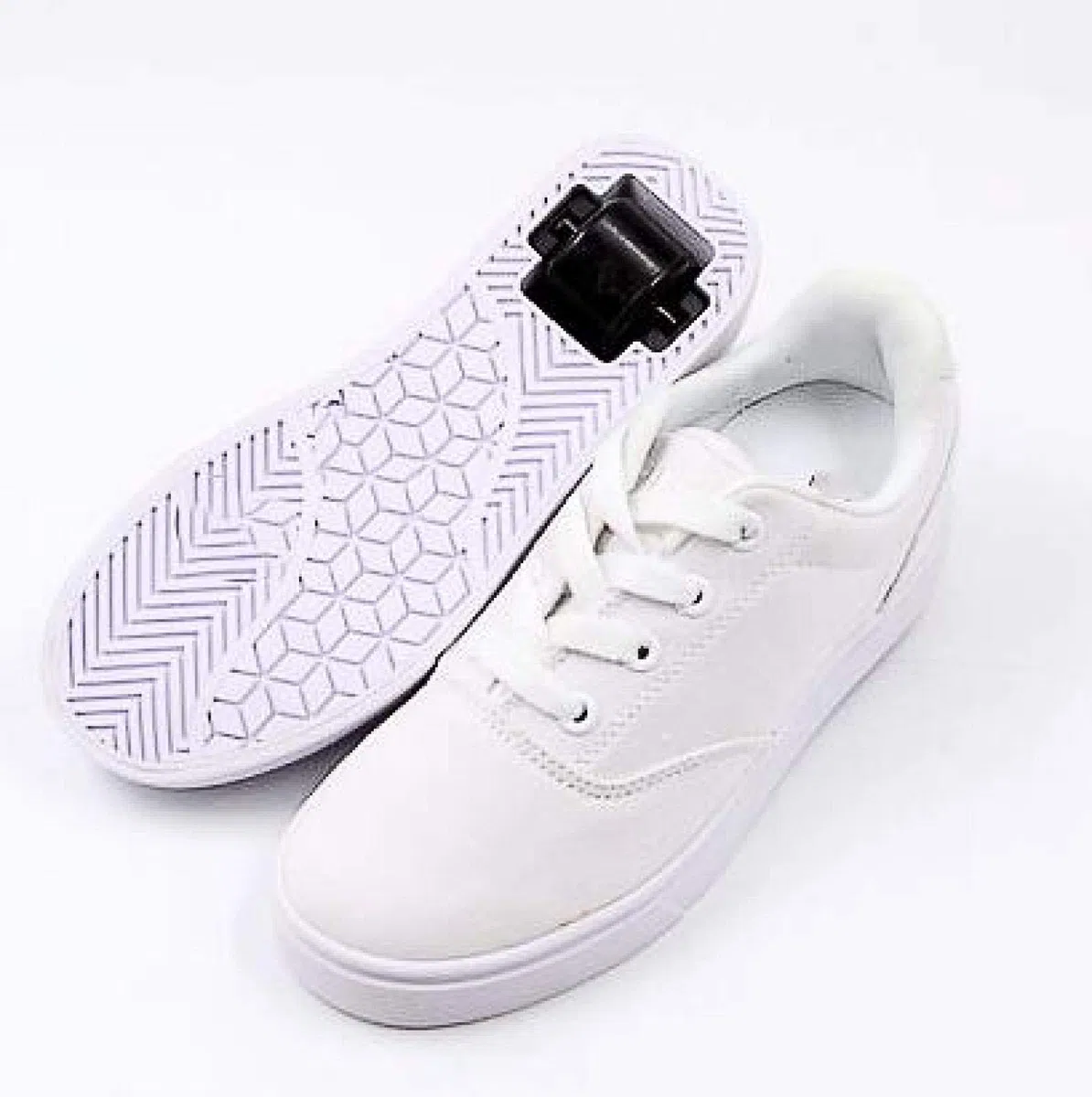 qmj Zapatillas Ruedas Zapatos De Lona con Rueda Zapatillas para Skateboard Calzado Deportivo Al Aire Libre,White-EU43