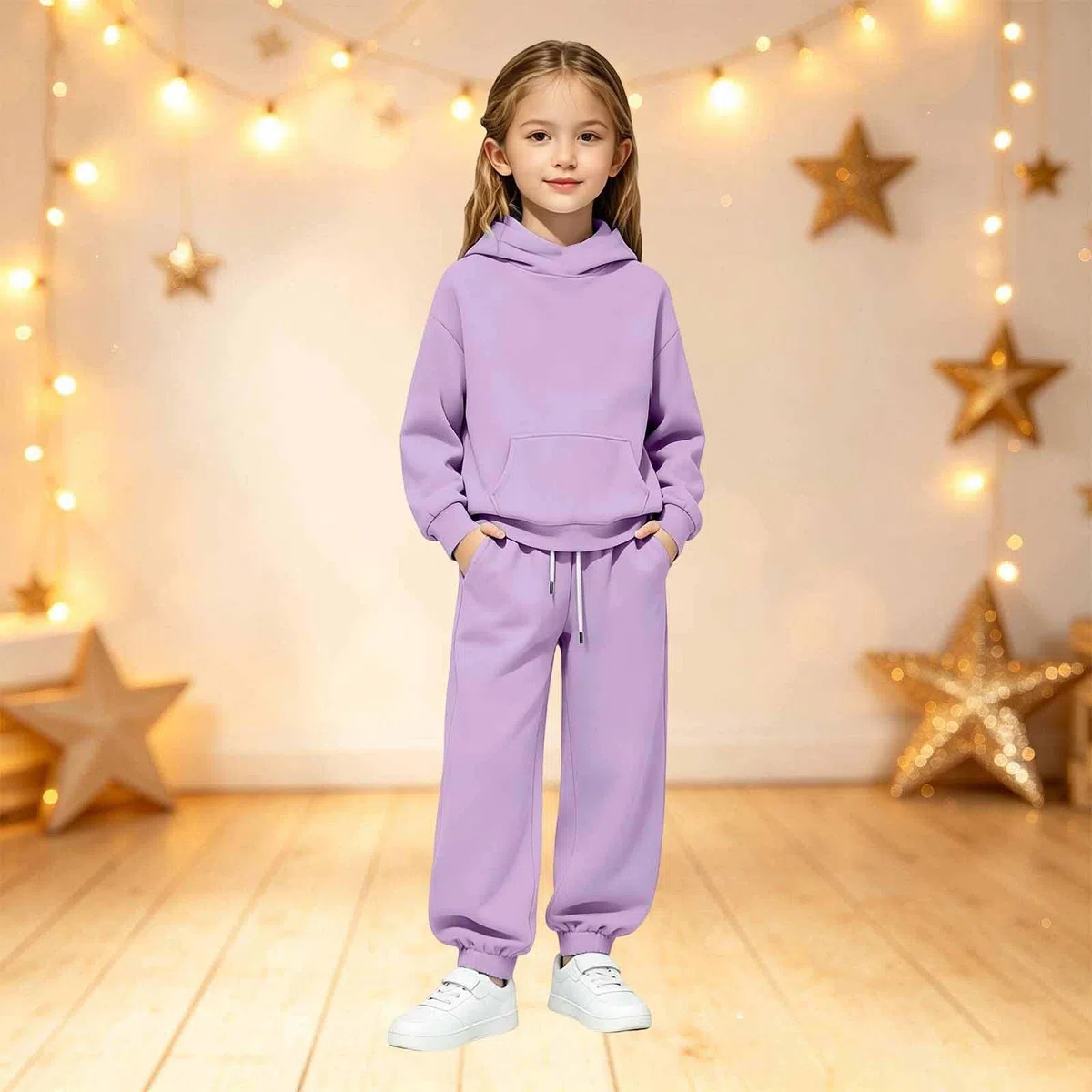 Sudadera con capucha y pantalón deportivo para niños, cómoda y transpirable, con interior de felpa. Un conjunto de invierno elegante y cómodo para el día a día.