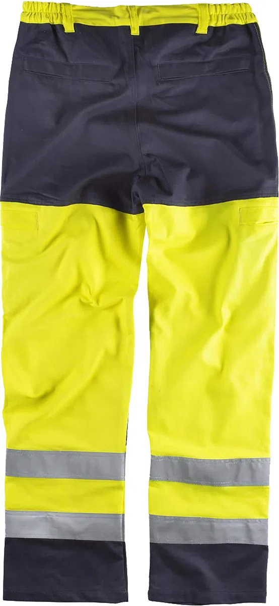 WORKTEAM Pantalón Ignífugo y Antiestático Alta Visibilidad, Protección Química, Soldadura y Arco Eléctrico, Multibolsillos con Refuerzo en Rodillas, Cintas Reflectantes, Unisex