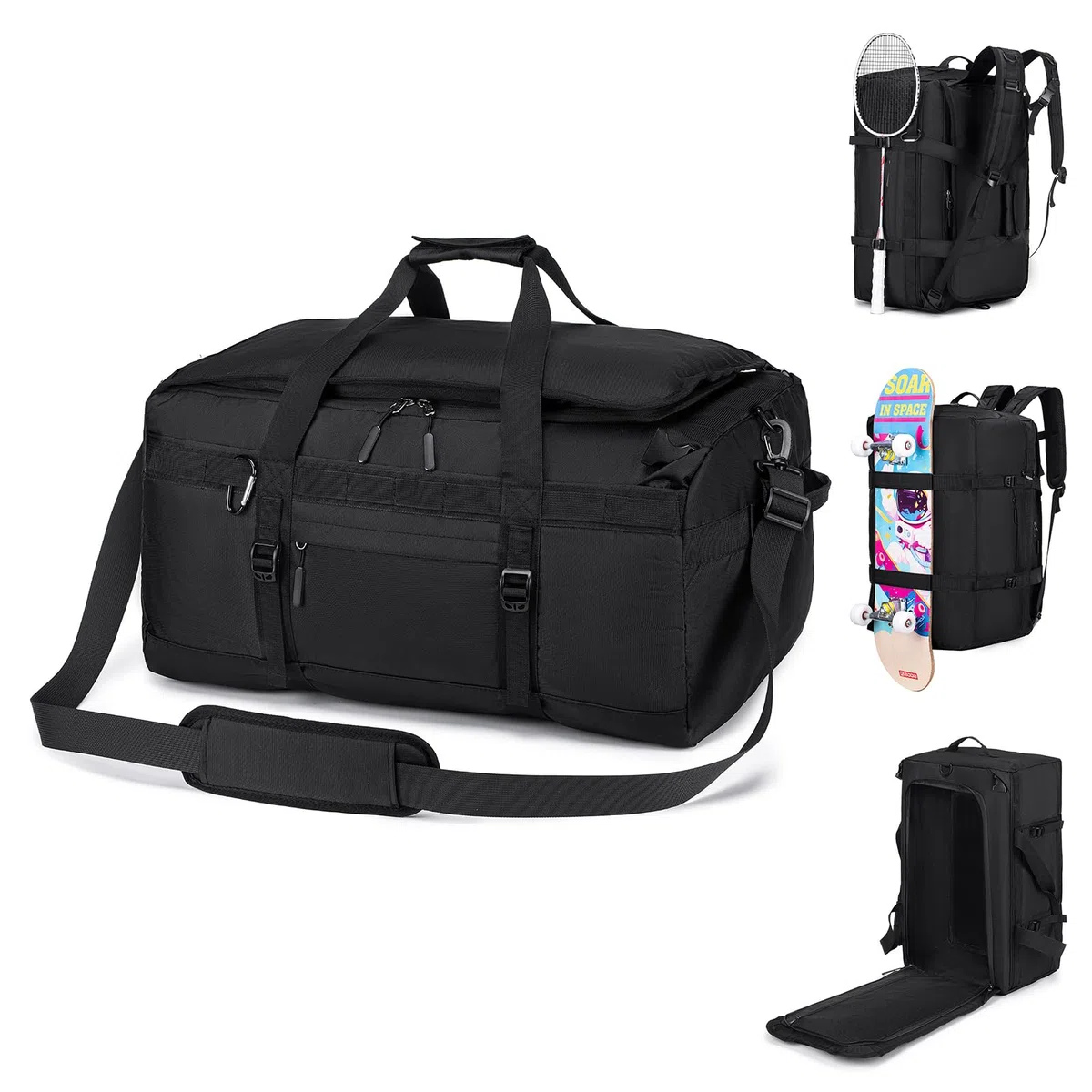 55x35x25cm KLM Bolsa Viaje Cabina Avion, 3 IN 1 Mochila Viaje Cabina Avion Impermeable Bolso de Mano Viaje Grande 50L Maleta Cabinas Travel Bag Bolsa Deporte con Bolsa Húmeda Mujer Hombre