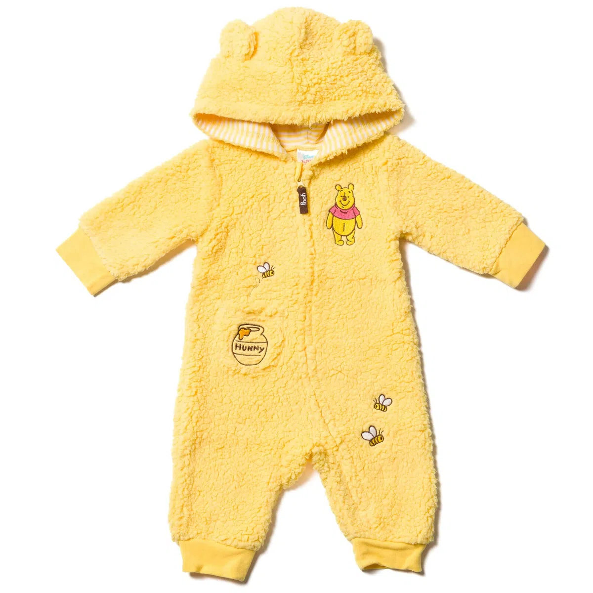 Disney Winnie the Pooh Newborn Baby Boys Zip Up Costume Coverall Yellow