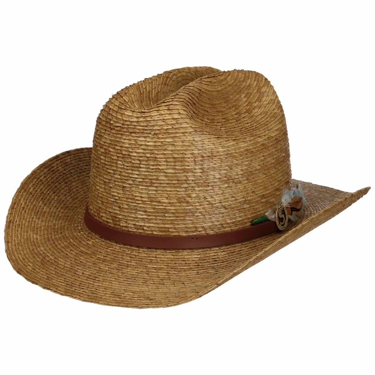Stetson Sombrero de palma, para hombre, con forro, correa de piel, para primavera, verano, primavera y verano