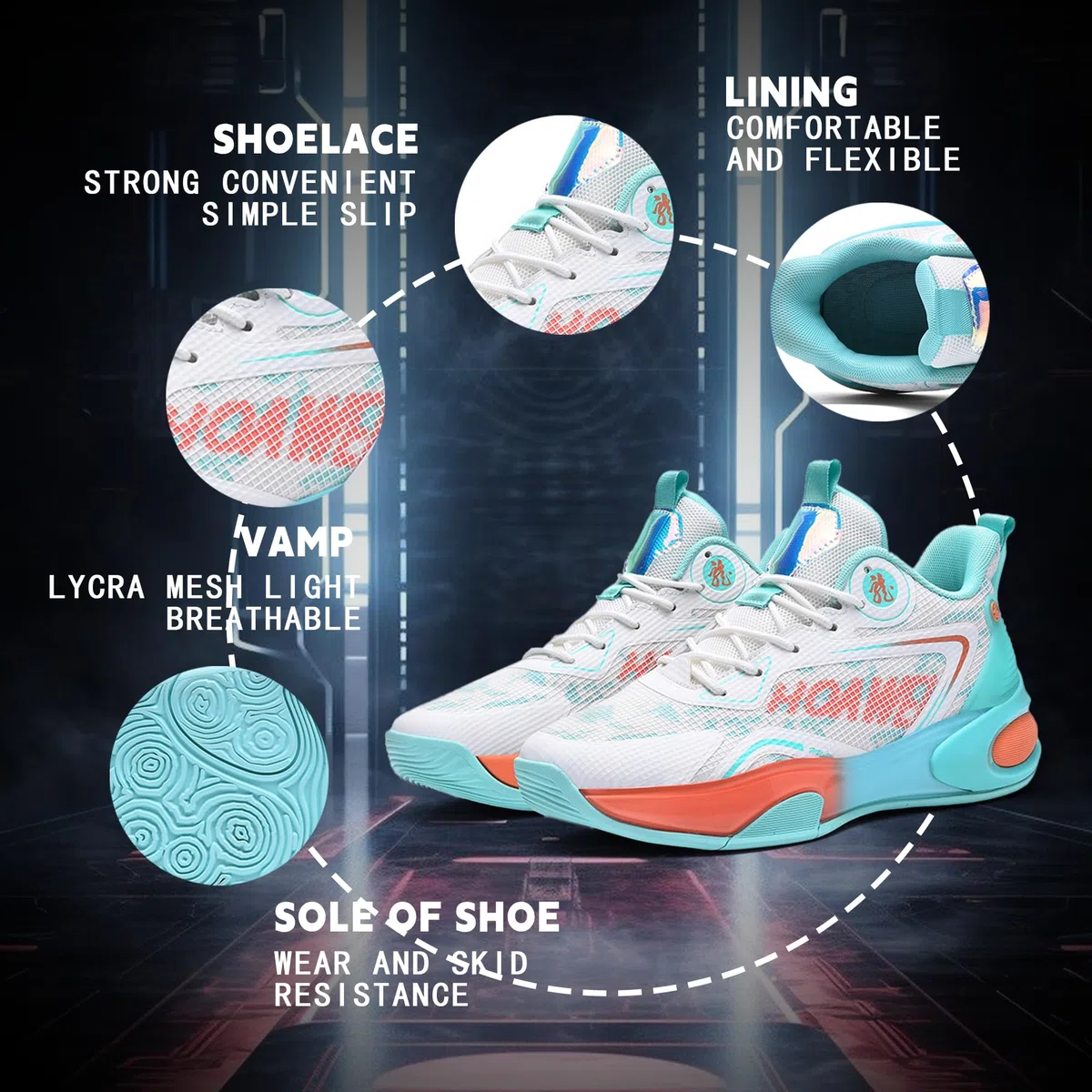 Zapatillas de Baloncesto de caña Alta con Degradado for Hombre: Malla Transpirable y Soporte Acolchado