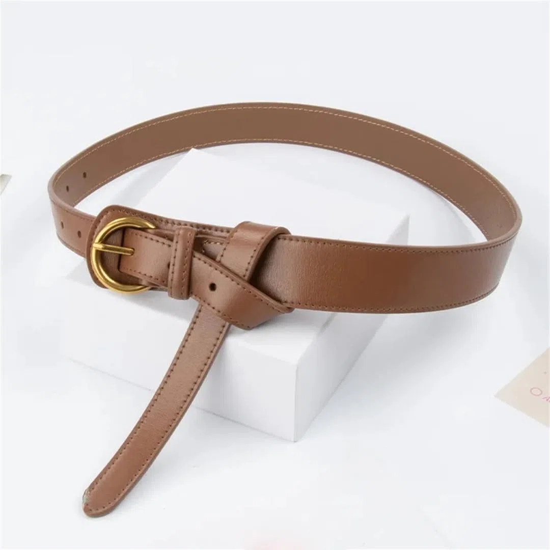 Fnfmrfmr Cinturón ajustable de piel sintética para mujer, con hebilla dorada envejecida, para vestidos, jeans