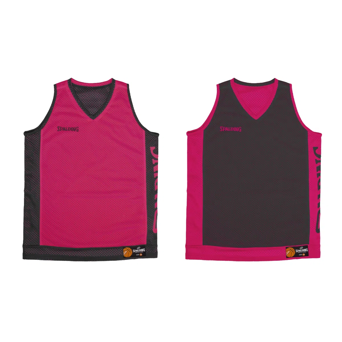 Spalding - Camiseta de Tirantes Reversible - Camiseta de Baloncesto - Fucsia/Negro - Talla XXL - Ropa Deportiva - Baloncesto
