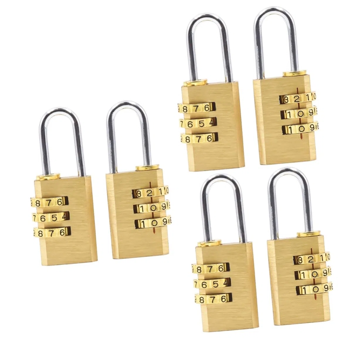 6piezas Candado Digital De Combinación Dígitos De Aleación De Zinc Para Equipaje Maletas y Armarios Seguridad y Protección Color Latón