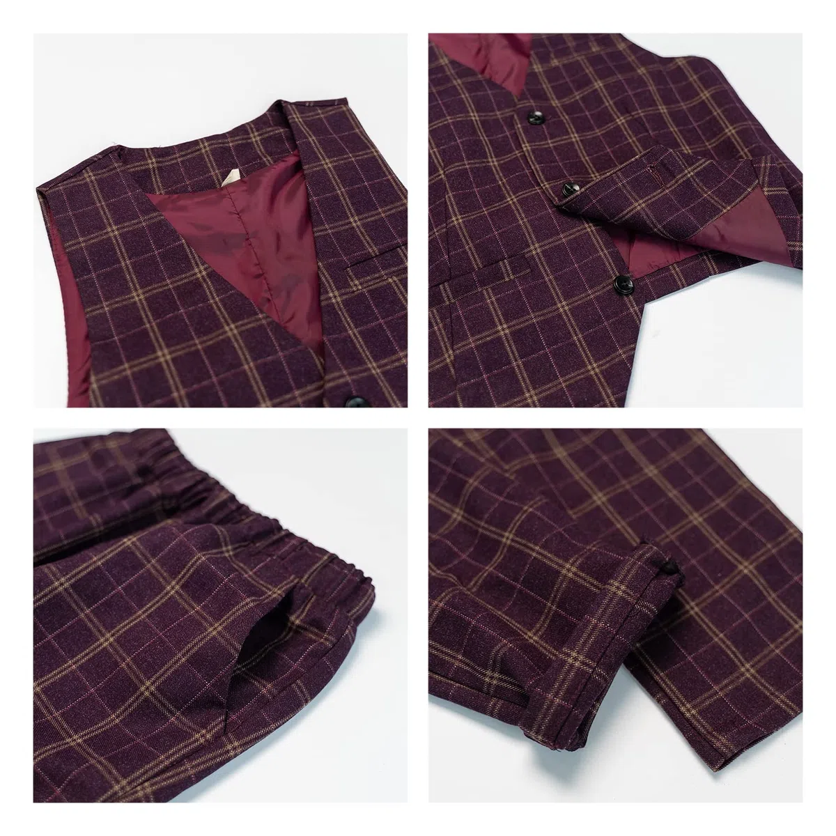 LOLANTA 4 Piezas Conjunto de Chaleco de Traje para niños, Chaleco Chaque, Pantalones,Camisas,Pajarita
