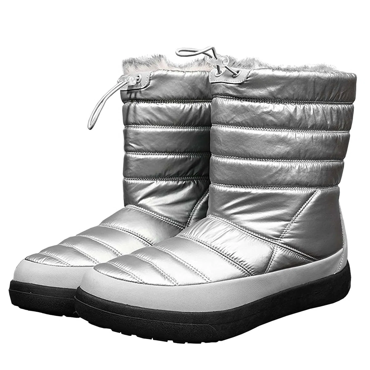 Botas de nieve para mujer invierno cálido forro de piel al aire libre sin cordones en botines impermeables zapatillas de deporte, gris, 38 EU