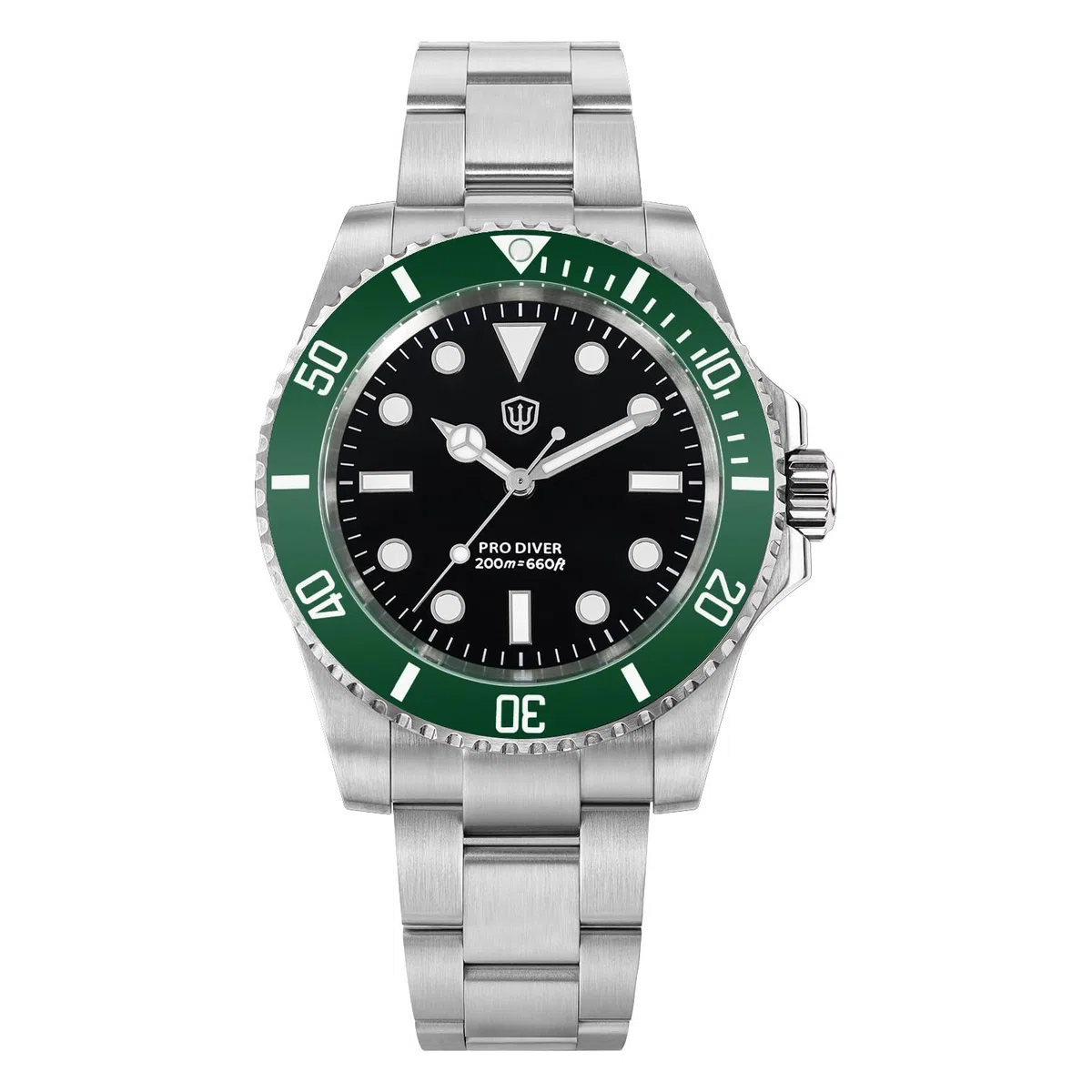 watchdives Reloj de buceo profesional, WD1680Q V2 Japón VH31 Barrido Segundo Cuarzo Reloj de Pulsera de 40 mm Cristal de Zafiro Reloj de 200 m Impermeable Luminoso Reloj Analógico