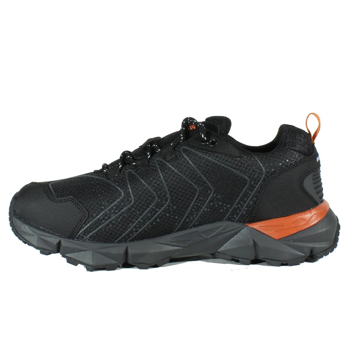 HI-TEC - Zapatillas Trekking Hombre Kinyeti WP | Zapatillas Montaña Hombre, Senderismo | Pies Secos con Membrana Impermeable, Tracción Óptima, Cómodas | Black/Orange Rust, 46