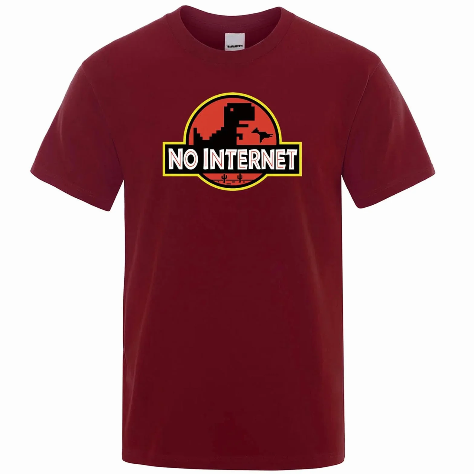 Camisetas Manga Corta Hombre Camiseta con Impresión De Dinosaurios Divertida para Hombres Casual Verano Suelta Hombres-Vino Rojo-2xl