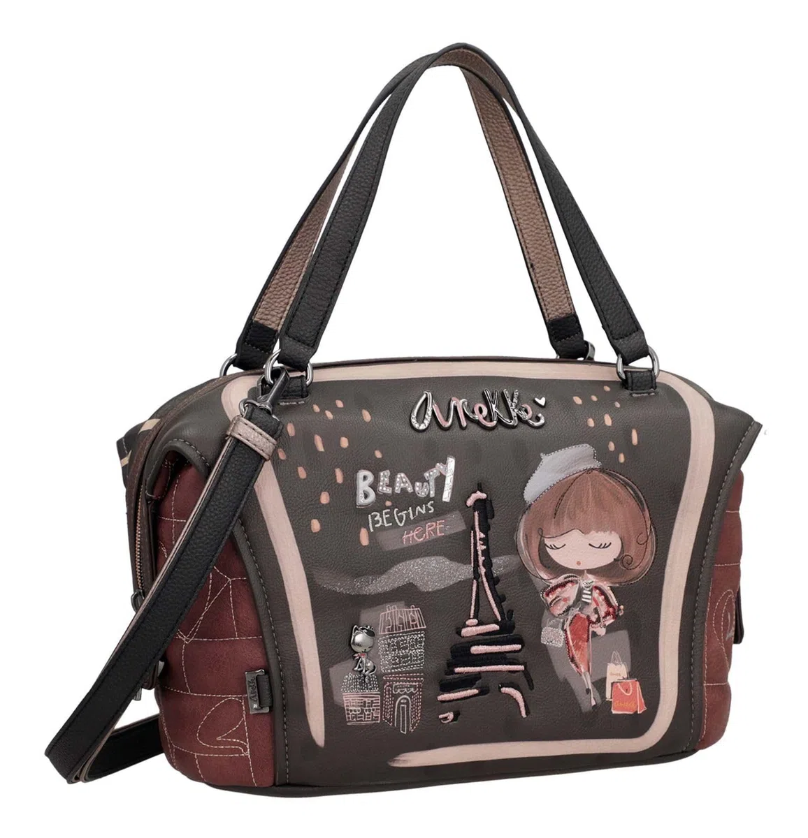 Anekke Bolso de Asa Corta Colección Mademoiselle | Bolso para Mujer | Cierre con Cremallera y Varios Compartimentos | Medidas 28x22x13 cm