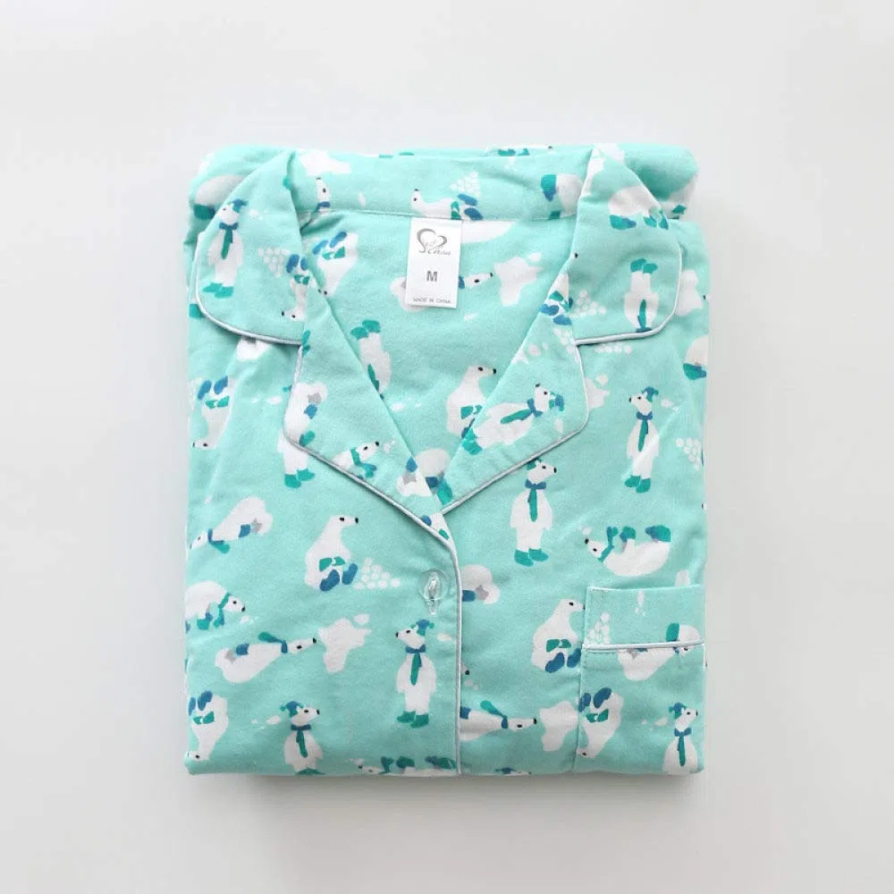 Conjunto De Pijamas De Mujer,Conjunto De Pijamas Suaves Conjuntos De Salón De Osos Polares Tejidos Con Botones Con Bolsillos En La Parte Superior Y Pantalones Pjs Set Ropa De Dormir De Manga Larga R