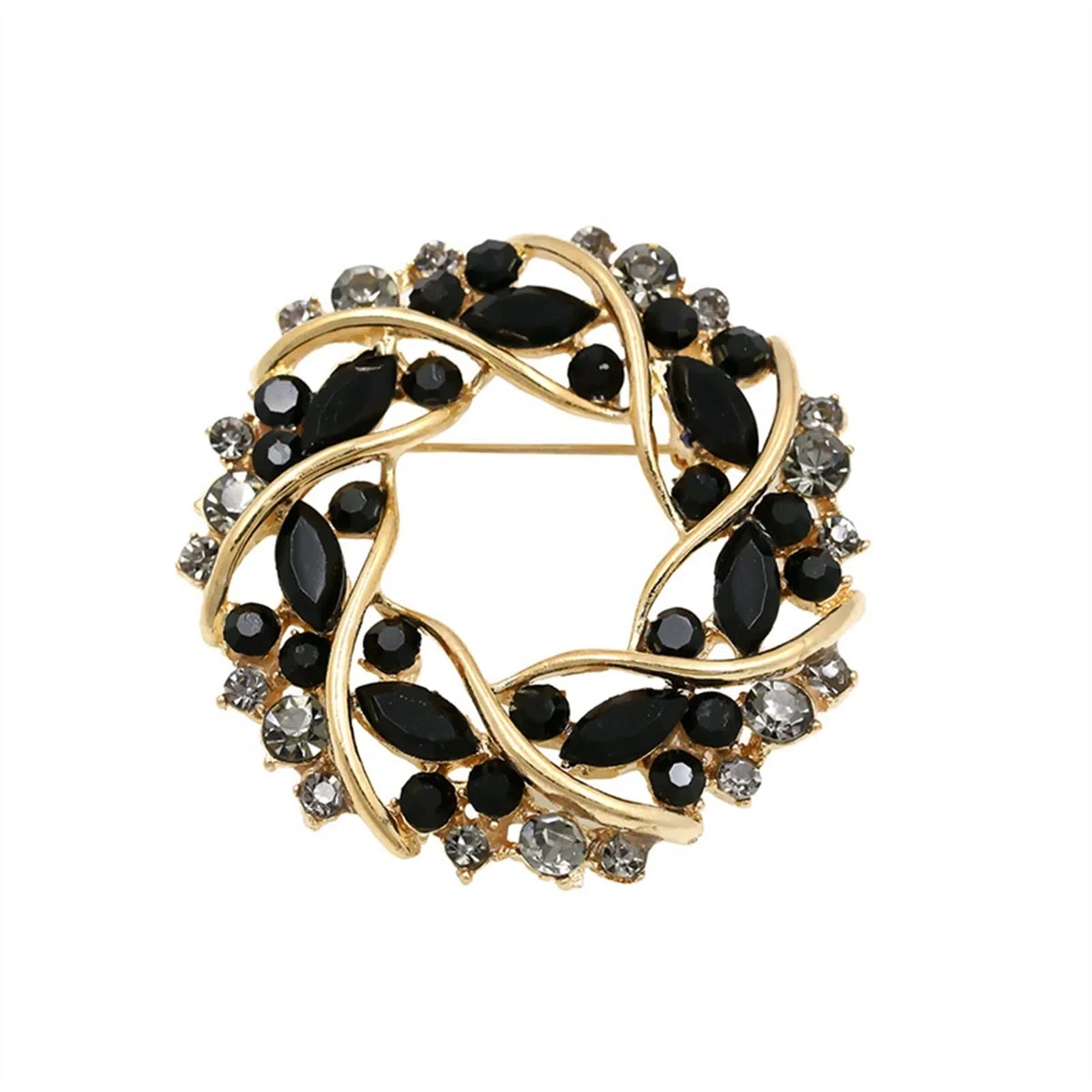 Broches para Mujer, broches de Flores con Diamantes de imitación para Mujer, broches de circonita cúbica para Mujer, broches para Chaquetas Tipo cárdigan, broches de Moda (Negro y