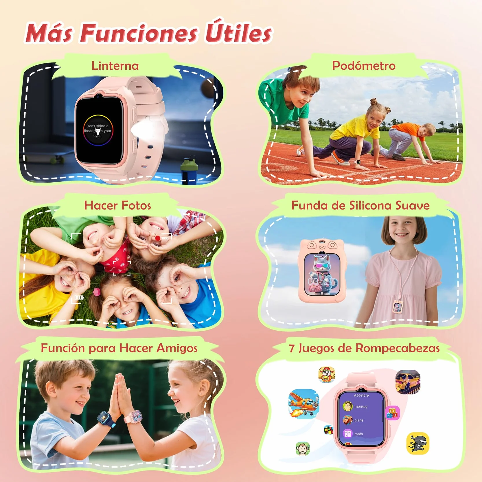 Reloj Inteligente Niño, 4G Smartwatch con Videollamadas, Chat de Voz, 1.75” Smartwatch Niño con GPS Posición, Despertador, Podómetro, Calculadora, Batería Grande de 800 mAh
