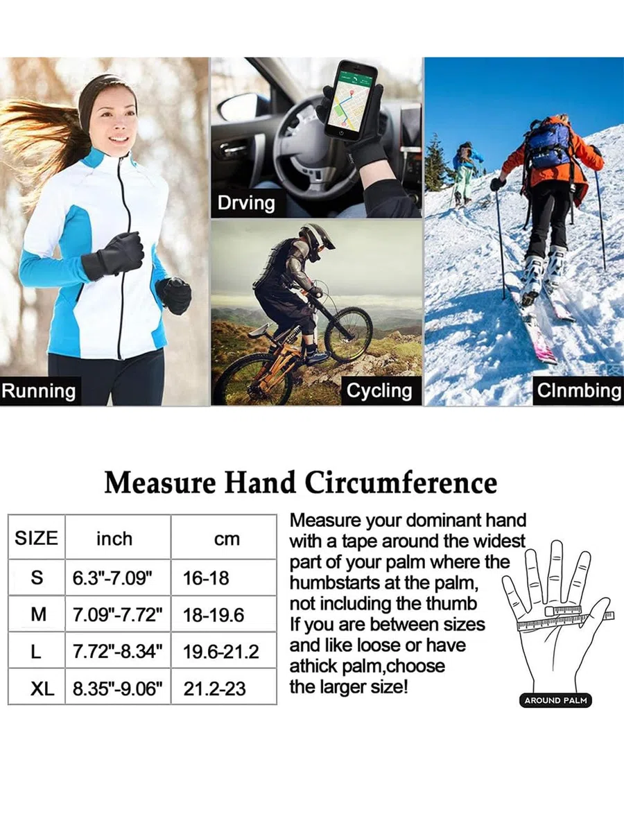 Guantes de invierno EAGLEFLY para pantalla táctil, ligeros, resistentes al agua caliente para caminar, equitación, ciclismo, correr y conducir (mediano)