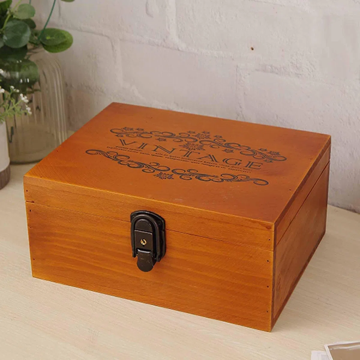 Colcolo Organizador de Almacenamiento de la Caja de Recuerdo de Madera Diseño Antiguo bloqueable Caja de Joyas de joyería compacta de joyería compacta para el, 25x19.5x11.7cm