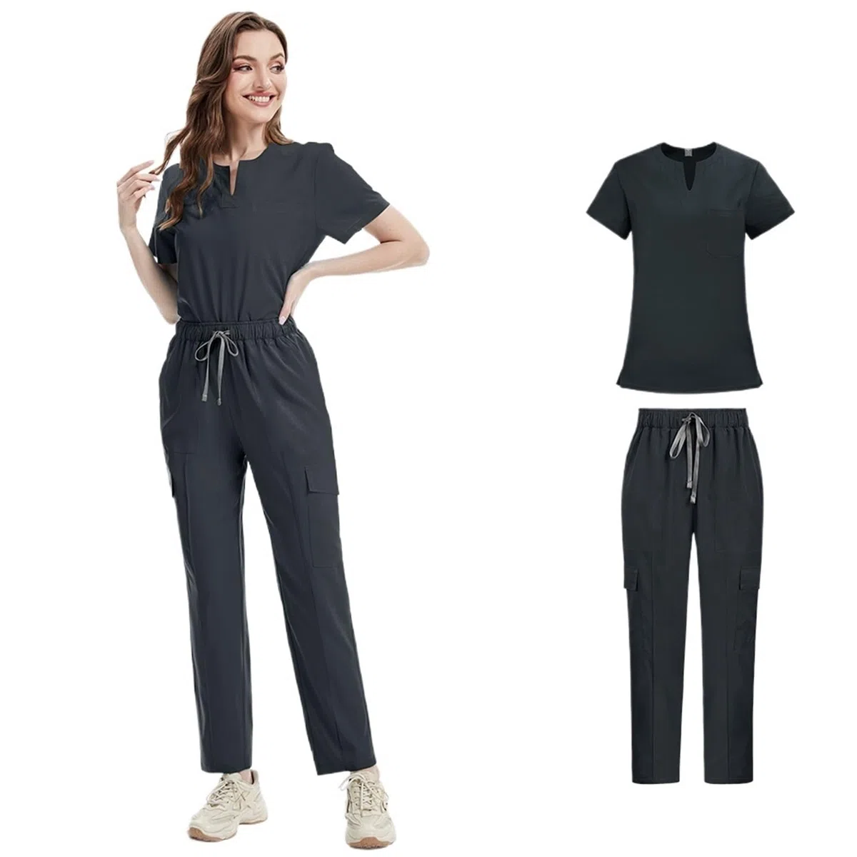 Uniformes médicos Bata Uniforme Mujer artículos de enfermería Accesorios Enfermeras clínica Traje médico salón Belleza SPA para AtencióN MéDica, SalóN De Belleza(Blue,XXL)