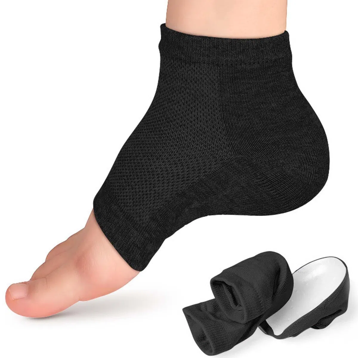 Calcetines Height Max, almohadilla invisible para el talón, plantillas de altura máxima de 3 pulgadas, plantilla elevada de media altura, calcetines universales para hombres y mujeres (3.5 cm, negro)