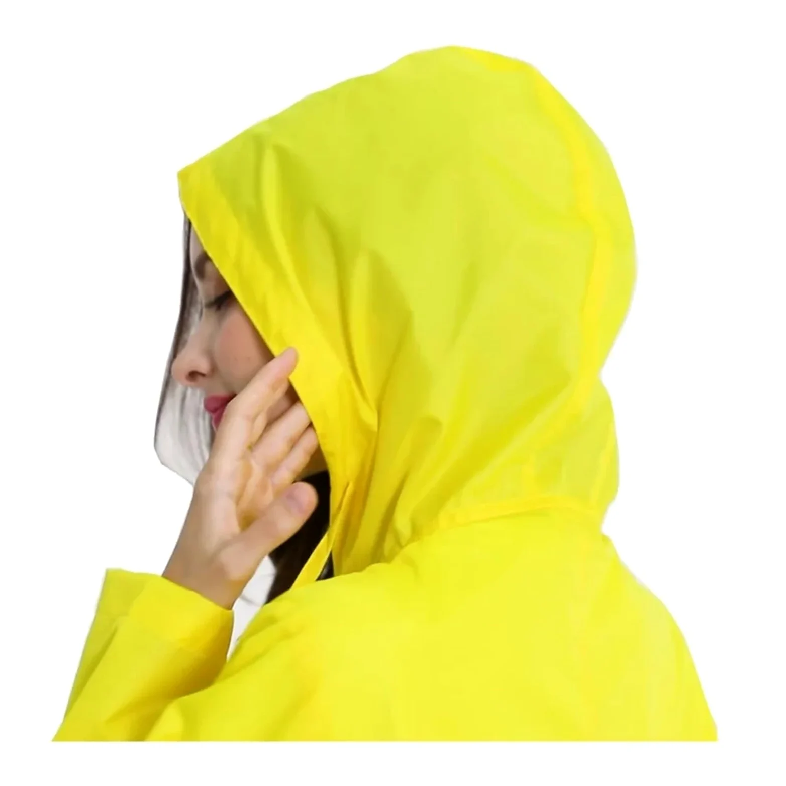 Poncho impermeable Poncho impermeable for mujer, elegante, color amarillo liso, con capucha y bolsillos Para acampar