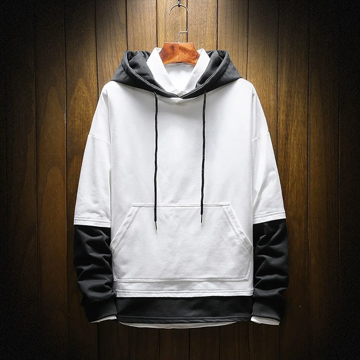 Sudaderas con Capucha Corta Sudadera Oversize Estilo Patchwork para Hombre, Nueva Otoño Juveniles (White, XXL) Mangas Proteccion Solar Chaqueta Hombre Verano Top Deportivo Ropa Anti
